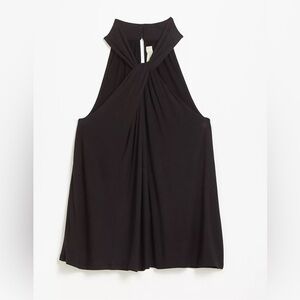 NWT Loft Twist Halter Top High Neck Sleeveless Black Size Large
